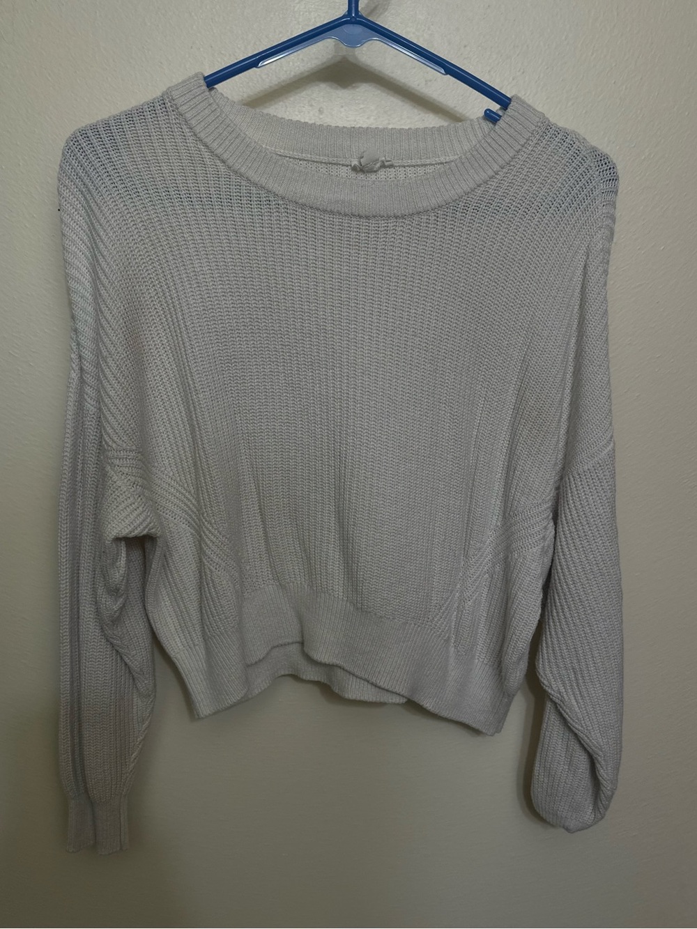 Garage White Waffle Knit Crewneck Sweater